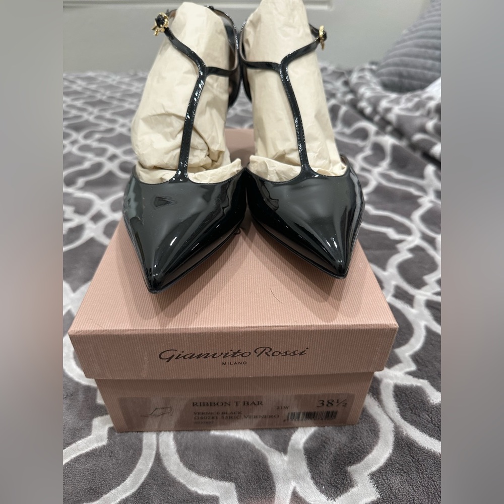 Gianvito Rossi Ribbon T-Bar Shoe Size 38.5